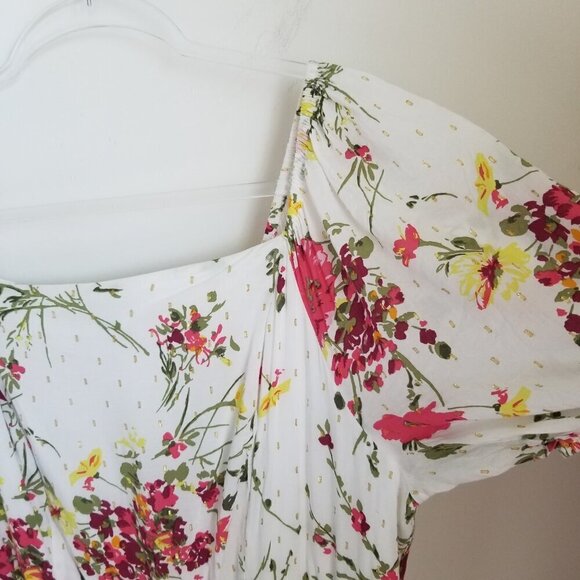 Women's Floral Fairy Boho Cottagecore Peasant Tiered Midi Dress Plus Curvy Sz16 - Picture 12 of 16